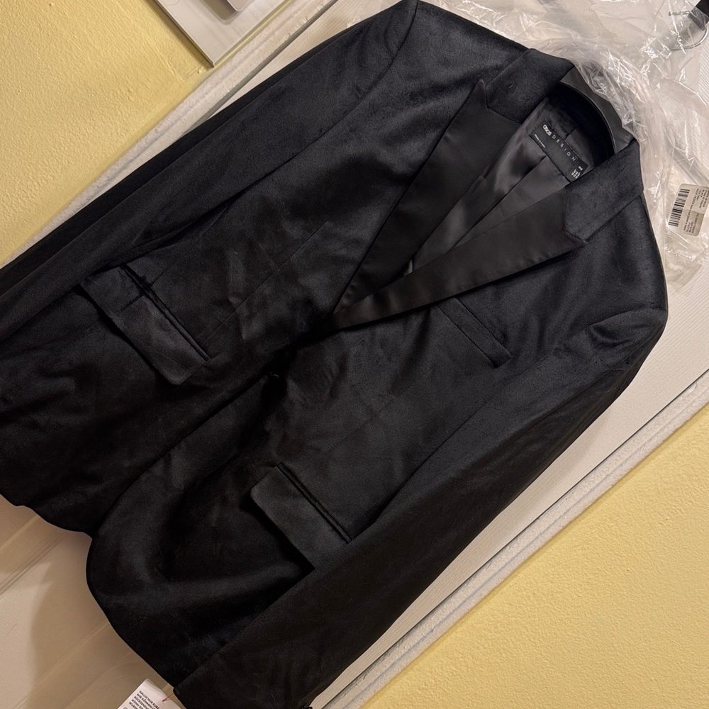 ASOS Black Velvet Satin-Lapel Tux jacket.